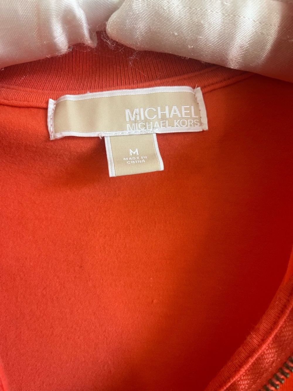 Michael Kors Coral-Orange Polo Zip Short Sleeve Tee - Picture 4 of 4